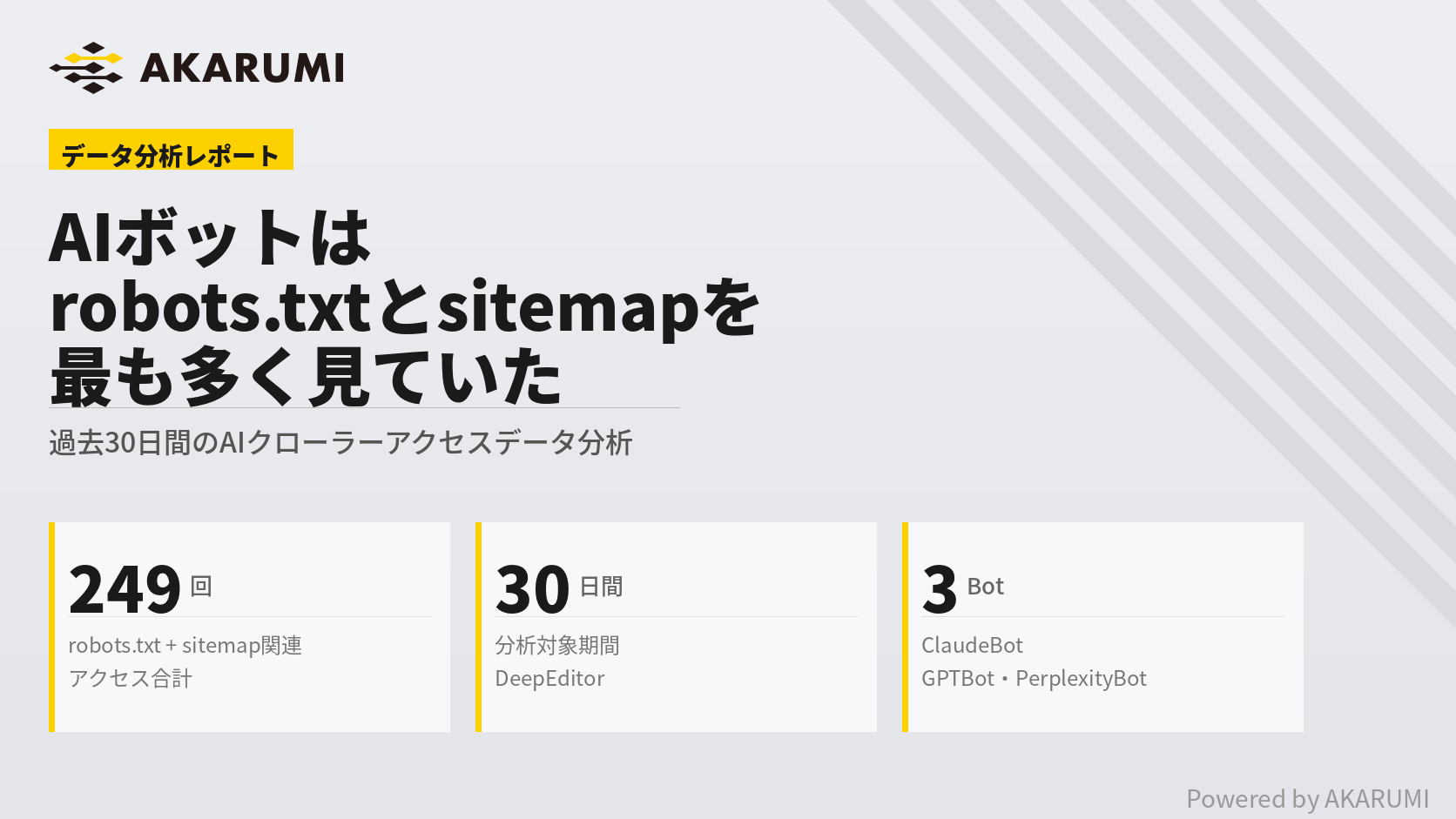 AIボットはrobots.txtとsitemapを最も多く見ていた：過去30日間のアクセスデータ分析