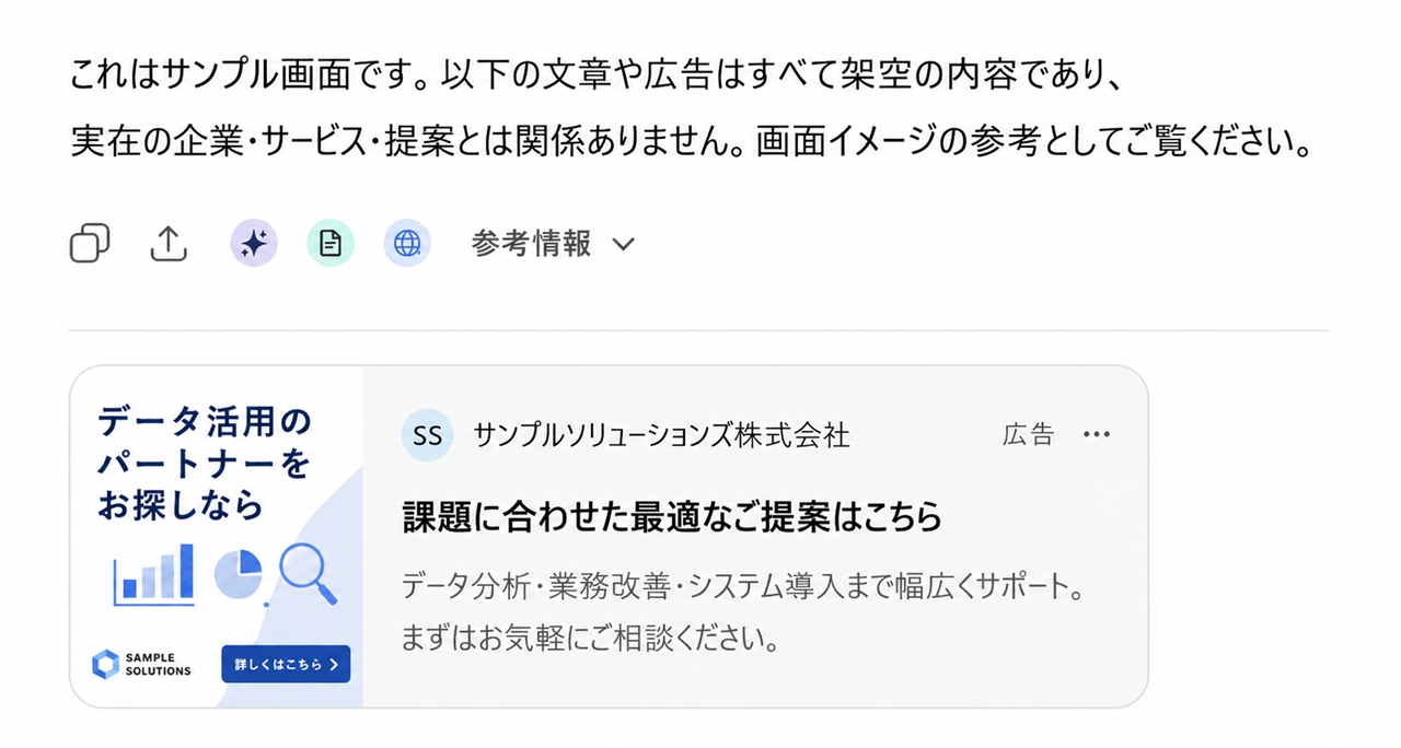 ChatGPT広告の表示場所を示した画像